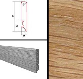 Плинтус Barlinek шпонированный прямой 2200х90х16 мм Дуб, 1 м.п.