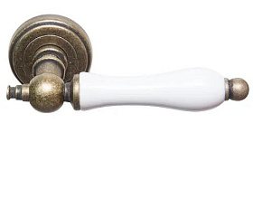 Межкомнатная дверная ручка Rossi LAURA LD 750 AG/WHITE Бронза состаренная/керамика белая