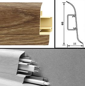 Напольный плинтус Tarkett (пластиковый с кабель-каналом) 247 French Chestnut 60мм/15мм, 1 м.п.
