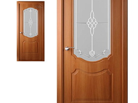 Межкомнатная дверь экошпон  Belwooddoors Перфекта Миланский орех, полотно остекленное мателюкс витражный рис 36