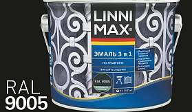 Эмаль алкидно-уретановая по ржавчине Linnimax 3 в 1 для внутренних и наружных работ, RAL 9005 (черный)