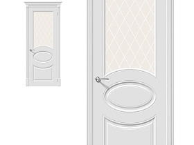 Межкомнатная дверь эмаль Bravo Скинни-21 Whitey полотно со стеклом White Сrystal