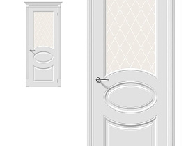 Межкомнатная дверь Браво Эмаль Скинни-21 Whitey,  стекло White Сrystal