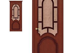 Межкомнатная дверь из шпона файн-лайн Браво Соната Ф-15 Макоре, полотно с бронзовым стеклом