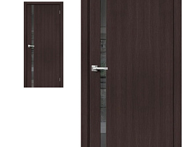 Межкомнатная дверь Браво Эко Шпон Браво-1.55 Wenge Veralinga, стекло Mirox Grey
