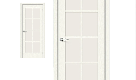 Межкомнатная дверь Браво Эко Шпон Прима-11.1 White Wood, стекло Magic Fog