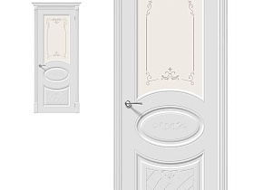 Межкомнатная дверь эмаль Bravo Скинни-21 Аrt Whitey полотно со стеклом белым художественным