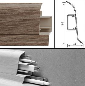 Напольный плинтус Tarkett (пластиковый с кабель-каналом) 248 Caribbean Oak 60мм/15мм, 1 м.п.