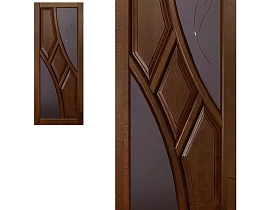 Межкомнатная дверь из массива ольхи Ока Глория Античный Орех, полотно со стеклом (матовое белое с фрезеровкой) 