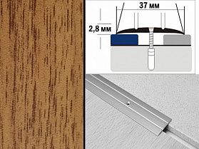 Порог декорированный плоский А6 37х2,8 мм Дуб деревенский