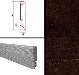 Плинтус Barlinek шпонированный прямой 2200х90х16 мм Дуб эспрессо, 1 м.п.