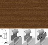 Напольный плинтус Идеал Комфорт (пластиковый с кабель-каналом) 291 Орех (55x22x2500 мм), 1 м.п.