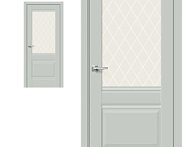 Межкомнатная дверь mr.wood Эмалит Прима-3 Grey Matt, стекло White Сrystal