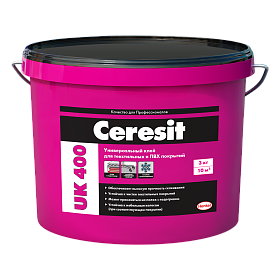 Клей универсальный Ceresit UK 400 для текстильных и ПВХ покрытий , 3 Кг