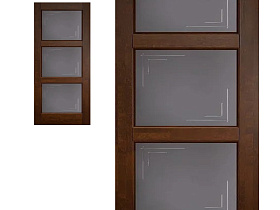 Межкомнатная дверь из массива ольхи Ока Турин Античный орех, полотно со стеклом (графит с фрезеровкой)	
