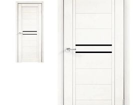 Межкомнатная дверь Velldoris Экошпон NEXT 2 цвет Белый Эмалит стекло Лакобель черное