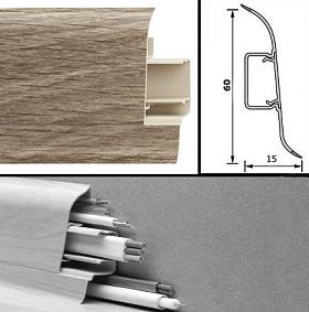 Напольный плинтус Tarkett (пластиковый с кабель-каналом) 246 Brushed Pine 60мм/15мм, 1 м.п.