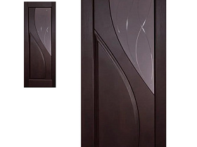 Межкомнатная дверь из массива ольхи Ока Даяна Венге, полотно со стеклом (графит с фрезеровкой)