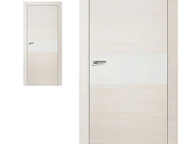 Межкомнатная дверь Profil Doors экошпон серия Z 4Z Кроскут ясень белый полотно со стеклом Белый лак (кромка с 2-х сторон хром Eclipse)