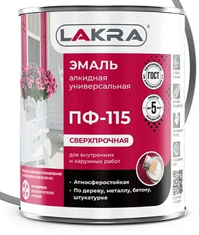Эмаль ПФ-115 ЛАКРА, белый Л-С, 2.8 кг