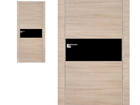 Межкомнатная дверь Profil Doors экошпон серия Z 4Z Капучино Кроскут полотно со стеклом Черный лак (кромка с 2-х сторон хром Eclipse)