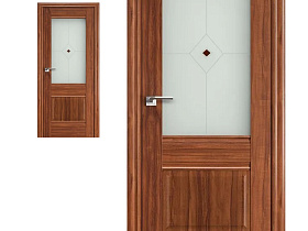Межкомнатная дверь Profil Doors экошпон серия X 2X Орех Амари полотно со стеклом узор  с фьюзингом