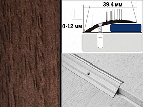 Порог разноуровневый декорированный С4 39,4х12 мм Орех