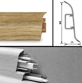 Напольный плинтус Tarkett (пластиковый с кабель-каналом) 231 Portuguese Oak 60мм/15мм, 1 м.п.