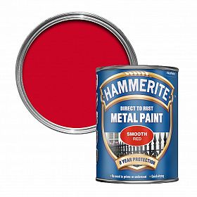 Гладкая краска по металлу и ржавчине Hammerite (2,2л), Красная