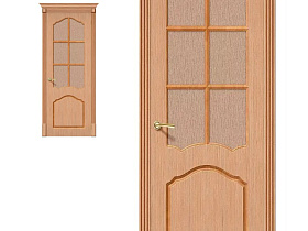 Межкомнатная дверь из шпона файн-лайн Браво Каролина Ф-01 Дуб, полотно с бронзовым стеклом