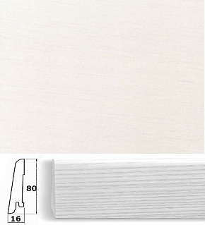 Плинтус шпонированный Pedross Белый гладкий 80x16, 1 м.п.