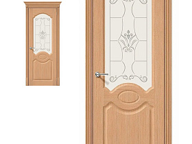 Межкомнатная дверь Браво Шпон Селена Ф-01 (Дуб) с художественным стеклом