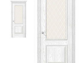 Межкомнатная дверь el'PORTA Эко Шпон Классик-13 Silver Ash, стекло White Сrystal