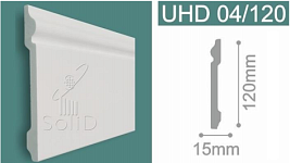 Плинтус напольный гибкий ударопрочный Solid UHD 04/120 Белый (под покраску), 15х120х2000 мм, 1 м.п.
