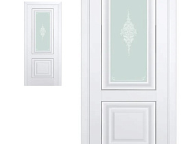 Межкомнатная дверь Profil Doors экошпон серия U 28U Аляска полотно со стеклом Кристалл матовое (молдинг серебро)