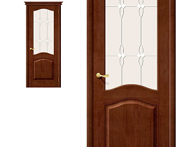 Межкомнатная дверь из массива М7 Т-06, Темный лак полотно со стеклом Полимер
