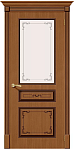 Межкомнатная дверь из шпона файн-лайн Браво Классика Ф-11 Орех, полотно со стеклом сатинато белое художественное