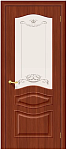 Межкомнатная дверь ПВХ Браво Модена П-17, Итальянский Орех полотно со стеклом белым художественным