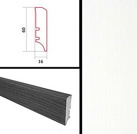 Плинтус Barlinek шпонированный 2200х60х16 мм Белый, 1 м.п.