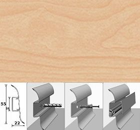 Напольный плинтус Идеал Комфорт (пластиковый с кабель-каналом) 261 Клён (55x22x2200 мм), 1 м.п.