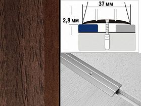 Порог декорированный плоский А6 37х2,8 мм Орех