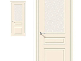 Межкомнатная дверь эмаль Bravo Скинни-15.1 Cream полотно со стеклом White Сrystal