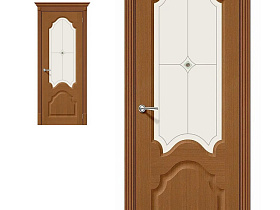 Межкомнатная дверь Браво Шпон Афина Ф-11 (Орех) с художественным стеклом