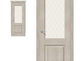 Межкомнатная дверь Браво Эко Шпон Классико-33 Cappuccino Veralinga полотно со стеклом White Сrystal