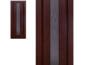 Межкомнатная дверь из массива ольхи Ока Версаль Махагон, полотно со стеклом (графит с фрезеровкой)