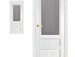 Межкомнатная дверь из массива дуба Ока Аристократ №2, Белый, полотно со стеклом (графит с наплавом)