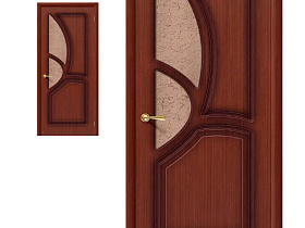 Межкомнатная дверь из шпона файн-лайн Браво Греция Ф-15 Макоре полотно с бронзовым стеклом "121"