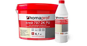 Клей Homakoll PU 797 Prof (7 кг) универсальный двухкомпонентный полиуретановый для напольных покрытий, морозостойкий