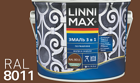 Эмаль алкидно-уретановая по ржавчине Linnimax 3 в 1 для внутренних и наружных работ, RAL 8011 (темно-коричневый)