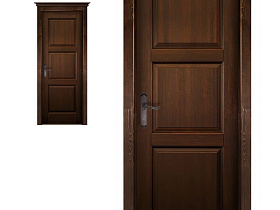 Межкомнатная дверь из массива сосны Ока Турин Браш Орех, глухое полотно